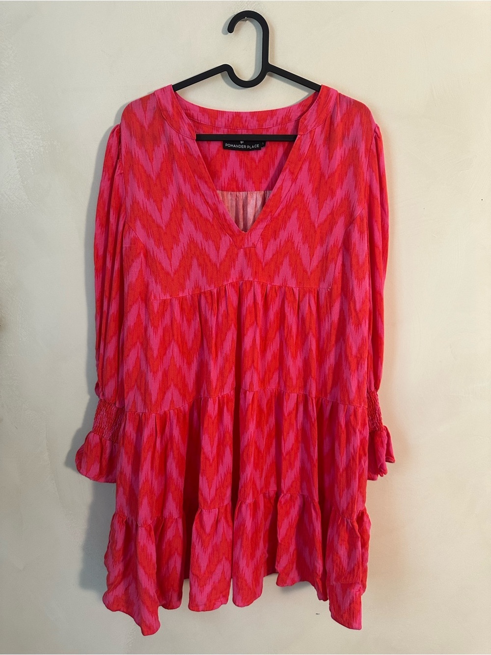 Tuckernuck Pomander Place Hot Pink Ikat Kenzo Dress *Small Hole on size L